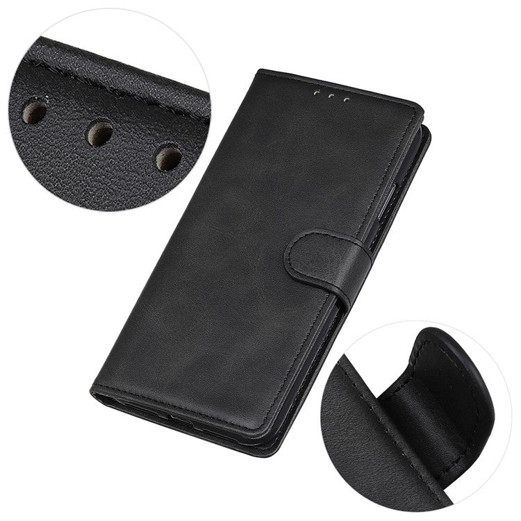 For Honor X7a 5G Anti-Scratch Cowhide Texture Wallet Stand PU Leather Phone Case Magnetic Clasp Phone Cover - Black