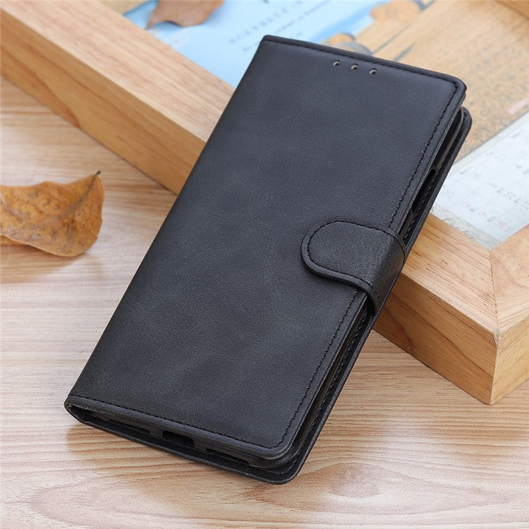 For Honor X7a 5G Anti-Scratch Cowhide Texture Wallet Stand PU Leather Phone Case Magnetic Clasp Phone Cover - Black