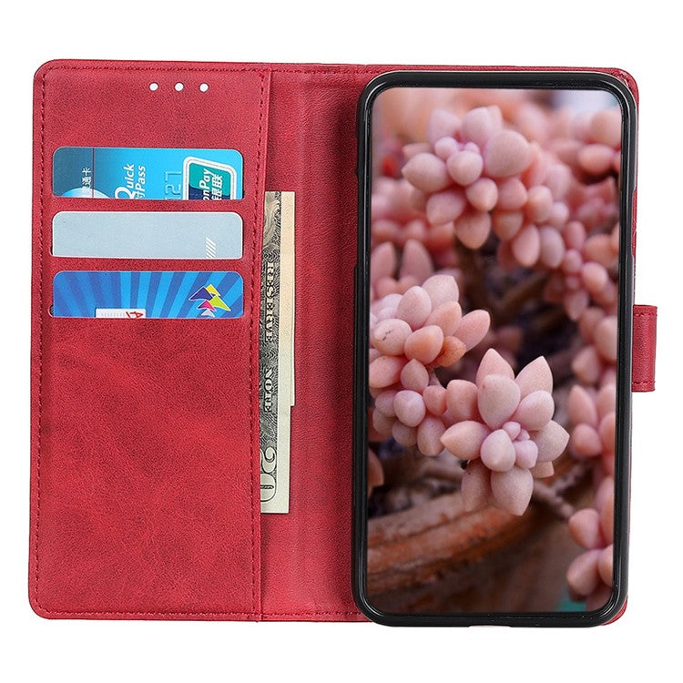 For Honor X7a 5G Anti-Scratch Cowhide Texture Wallet Stand PU Leather Phone Case Magnetic Clasp Phone Cover - Red