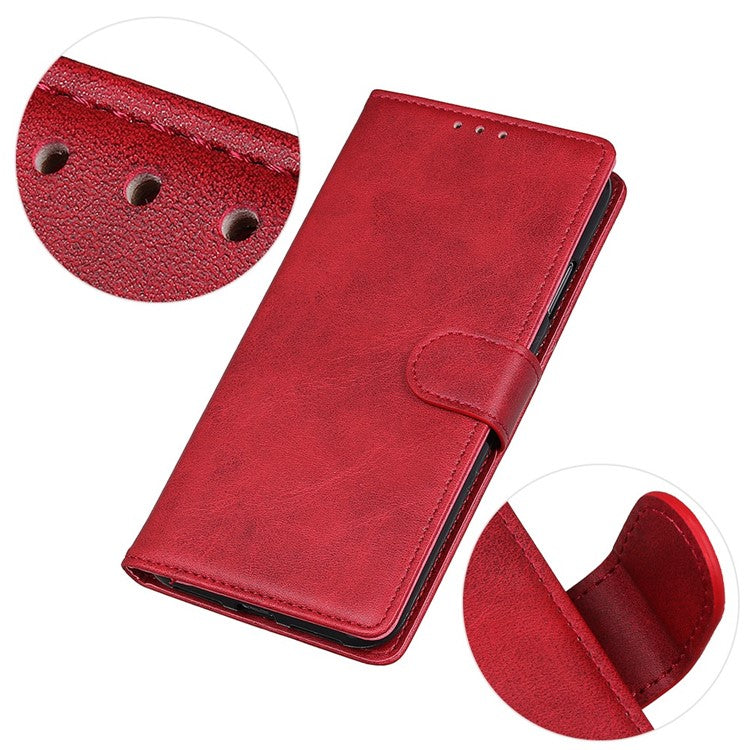 For Honor X7a 5G Anti-Scratch Cowhide Texture Wallet Stand PU Leather Phone Case Magnetic Clasp Phone Cover - Red