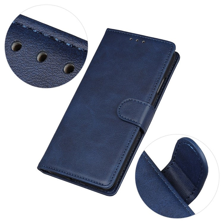 For Honor X7a 5G Anti-Scratch Cowhide Texture Wallet Stand PU Leather Phone Case Magnetic Clasp Phone Cover - Blue