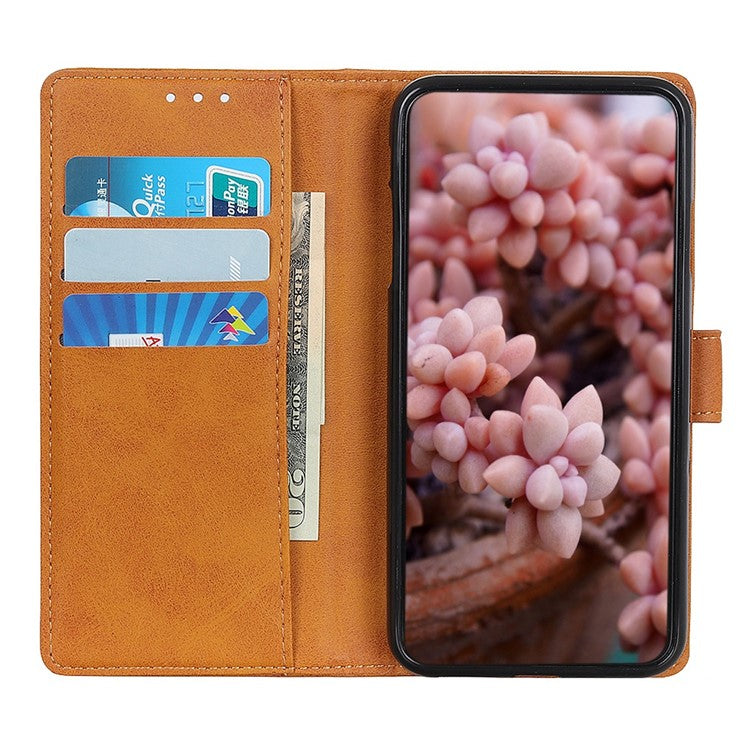 For Honor X7a 5G Anti-Scratch Cowhide Texture Wallet Stand PU Leather Phone Case Magnetic Clasp Phone Cover - Brown