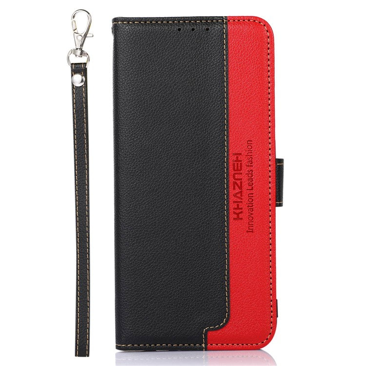 KHAZNEH For Honor X7a 5G Anti-Scratch Litchi Texture Leather Phone Case RFID Blocking Stand Wallet Protective Phone Cover - Black