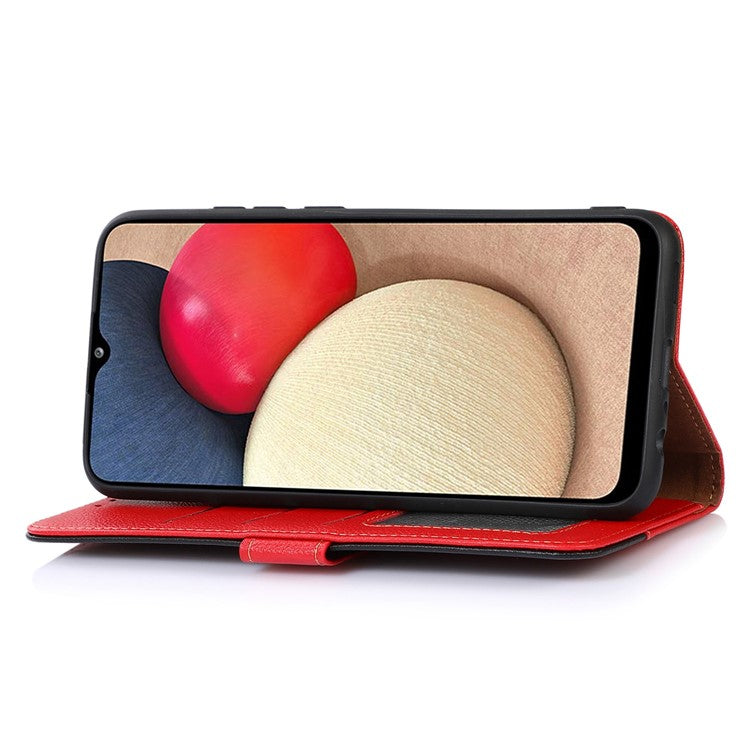 KHAZNEH For Honor X7a 5G Anti-Scratch Litchi Texture Leather Phone Case RFID Blocking Stand Wallet Protective Phone Cover - Red