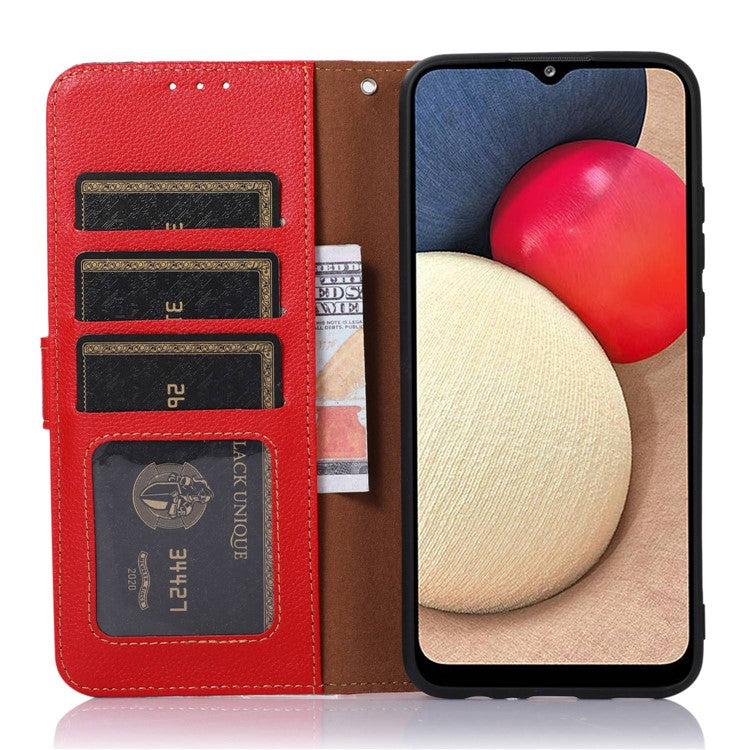 KHAZNEH For Honor X7a 5G Anti-Scratch Litchi Texture Leather Phone Case RFID Blocking Stand Wallet Protective Phone Cover - Red
