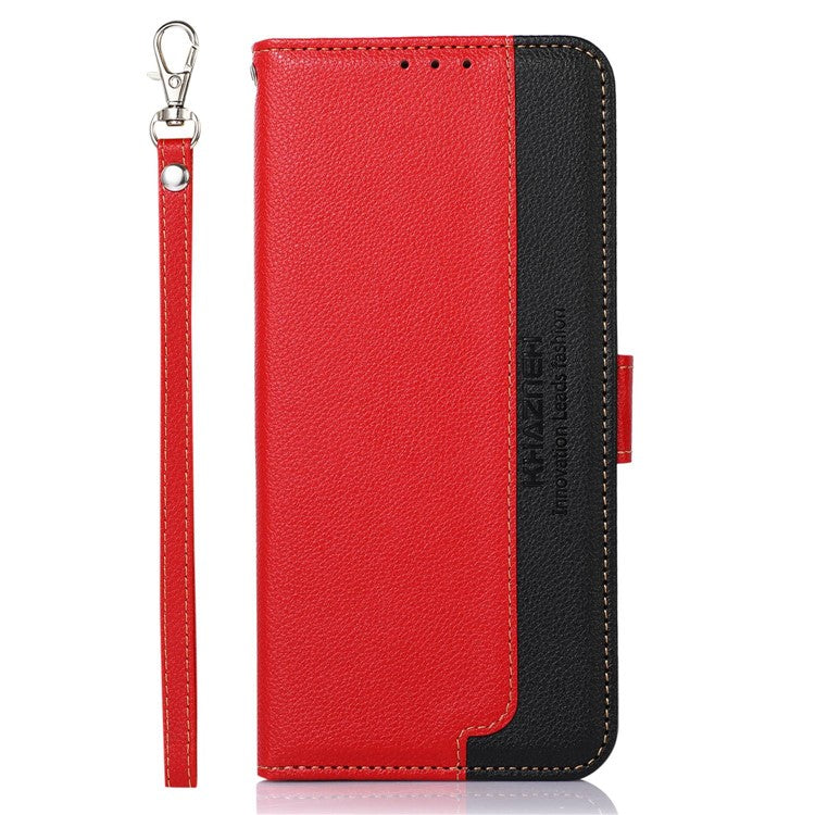 KHAZNEH For Honor X7a 5G Anti-Scratch Litchi Texture Leather Phone Case RFID Blocking Stand Wallet Protective Phone Cover - Red