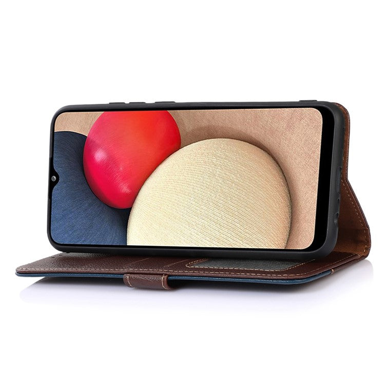 KHAZNEH For Honor X7a 5G Anti-Scratch Litchi Texture Leather Phone Case RFID Blocking Stand Wallet Protective Phone Cover - Brown