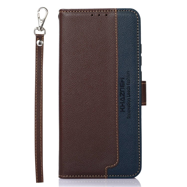 KHAZNEH For Honor X7a 5G Anti-Scratch Litchi Texture Leather Phone Case RFID Blocking Stand Wallet Protective Phone Cover - Brown