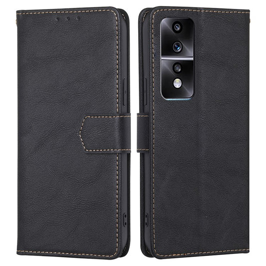 For Honor 80 GT 5G Anti-scratch Cowhide Texture PU Leather Stand Wallet Phone Case RFID Blocking Cover - Black