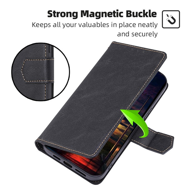 For Honor 80 GT 5G Anti-scratch Cowhide Texture PU Leather Stand Wallet Phone Case RFID Blocking Cover - Black