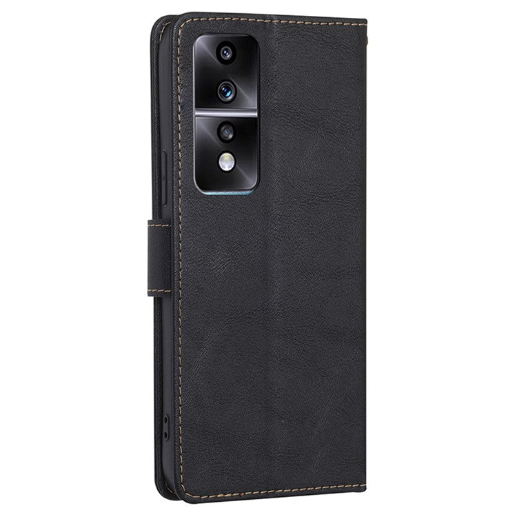 For Honor 80 GT 5G Anti-scratch Cowhide Texture PU Leather Stand Wallet Phone Case RFID Blocking Cover - Black