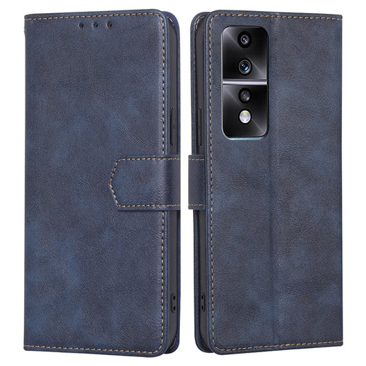 For Honor 80 GT 5G Anti-scratch Cowhide Texture PU Leather Stand Wallet Phone Case RFID Blocking Cover - Blue