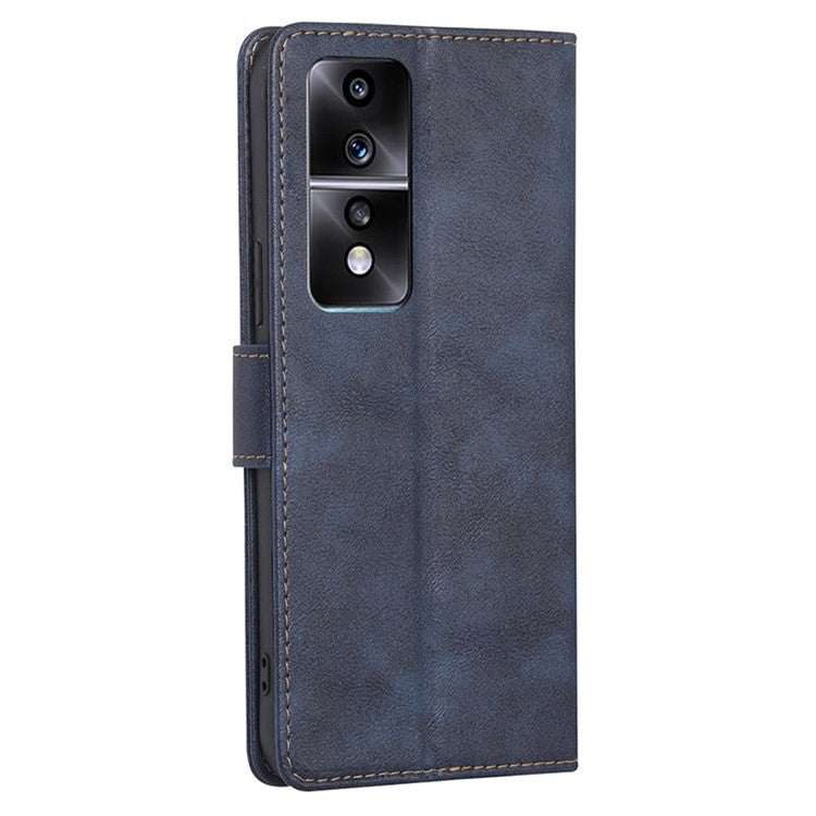 For Honor 80 GT 5G Anti-scratch Cowhide Texture PU Leather Stand Wallet Phone Case RFID Blocking Cover - Blue