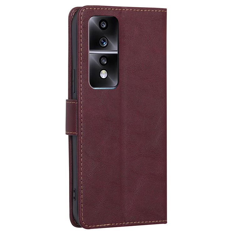 For Honor 80 GT 5G Anti-scratch Cowhide Texture PU Leather Stand Wallet Phone Case RFID Blocking Cover - Wine Red