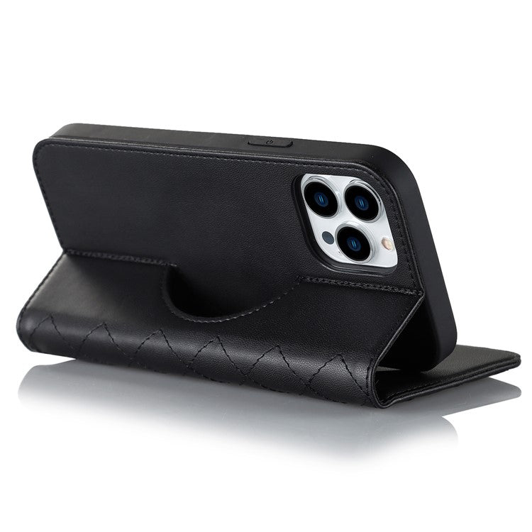 Leather Phone Case for iPhone 14 Pro Max Card Holder RFID Blocking Stand Phone Cover Compatible with MagSafe - Black
