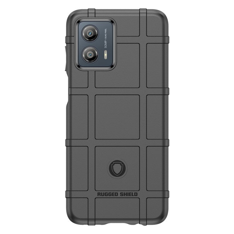 TPU Phone Cover For Motorola Moto G53 5G Rugged Square Grid Texture Drop-proof Mobile Phone Case - Black