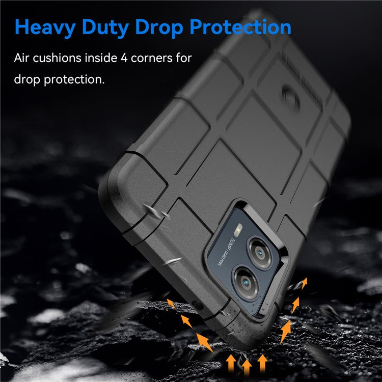 TPU Phone Cover For Motorola Moto G53 5G Rugged Square Grid Texture Drop-proof Mobile Phone Case - Black