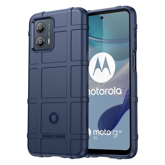 TPU Phone Cover For Motorola Moto G53 5G Rugged Square Grid Texture Drop-proof Mobile Phone Case - Blue