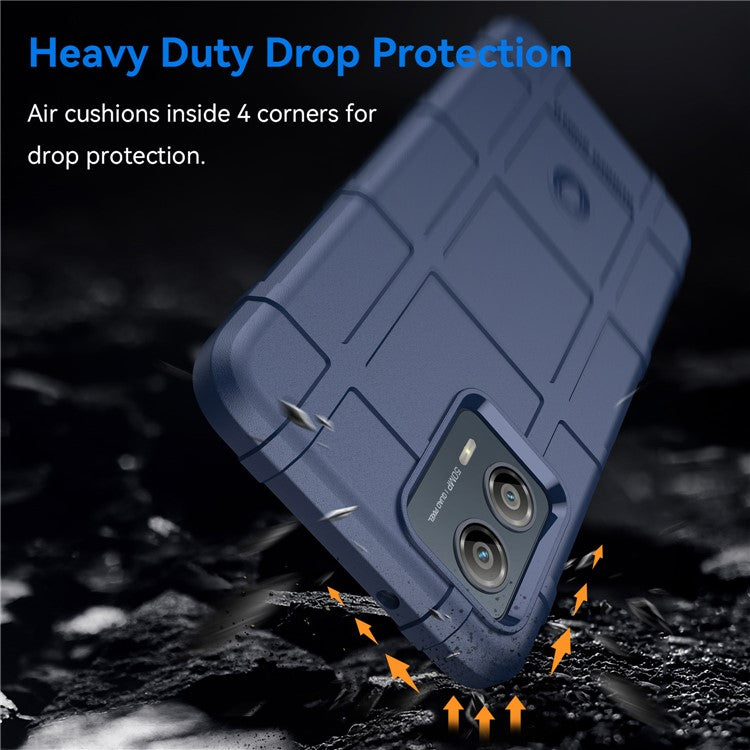TPU Phone Cover For Motorola Moto G53 5G Rugged Square Grid Texture Drop-proof Mobile Phone Case - Blue