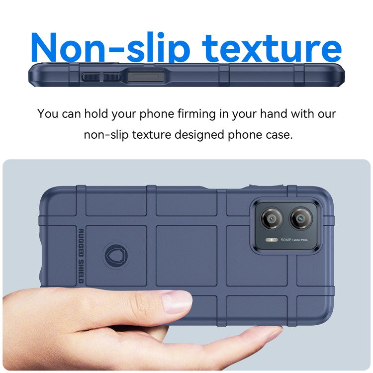 TPU Phone Cover For Motorola Moto G53 5G Rugged Square Grid Texture Drop-proof Mobile Phone Case - Blue