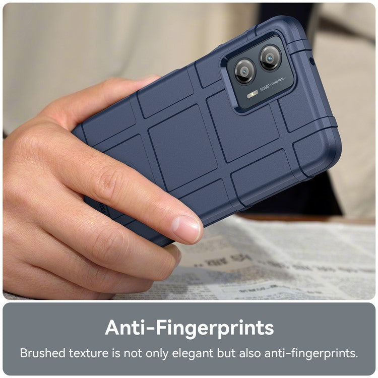 TPU Phone Cover For Motorola Moto G53 5G Rugged Square Grid Texture Drop-proof Mobile Phone Case - Blue