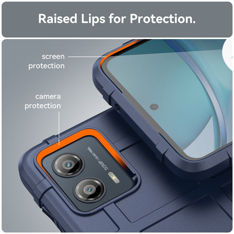 TPU Phone Cover For Motorola Moto G53 5G Rugged Square Grid Texture Drop-proof Mobile Phone Case - Blue