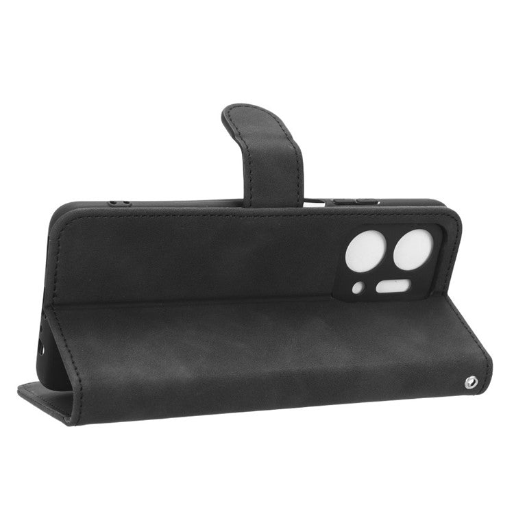 For Honor X7a 5G PU Leather Mobile Phone Case Skin-touch Stand Wallet Anti-drop Flip Phone Cover - Black