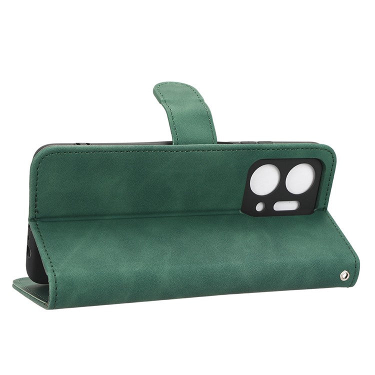 For Honor X7a 5G PU Leather Mobile Phone Case Skin-touch Stand Wallet Anti-drop Flip Phone Cover - Green