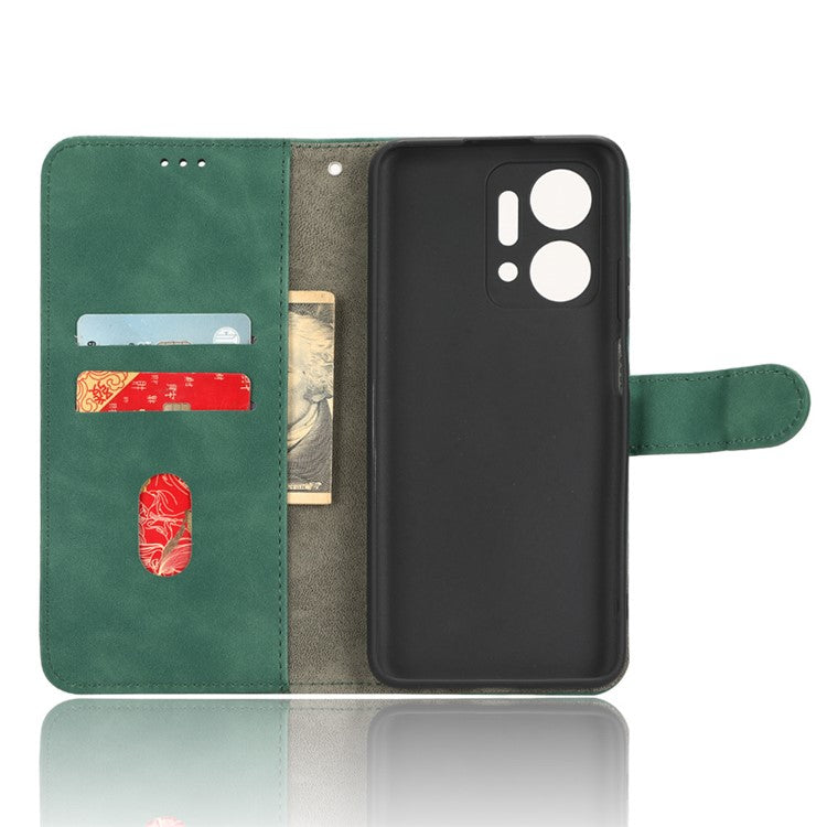 For Honor X7a 5G PU Leather Mobile Phone Case Skin-touch Stand Wallet Anti-drop Flip Phone Cover - Green