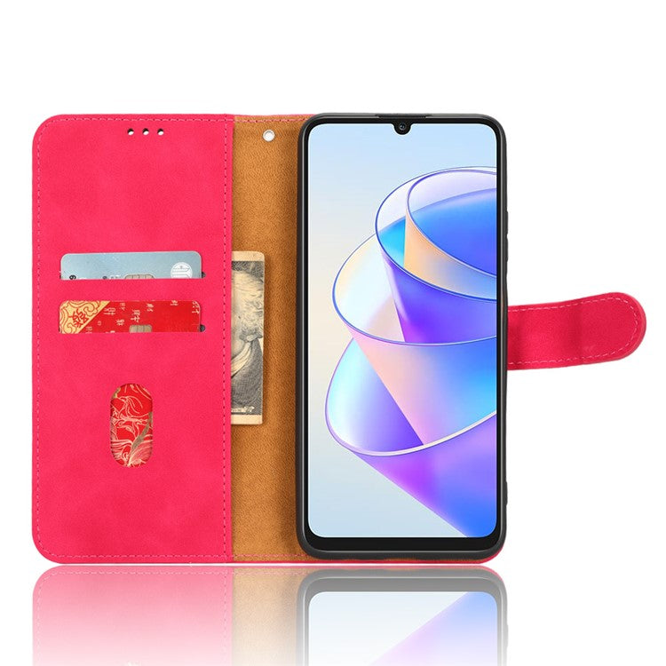 For Honor X7a 5G PU Leather Mobile Phone Case Skin-touch Stand Wallet Anti-drop Flip Phone Cover - Rose