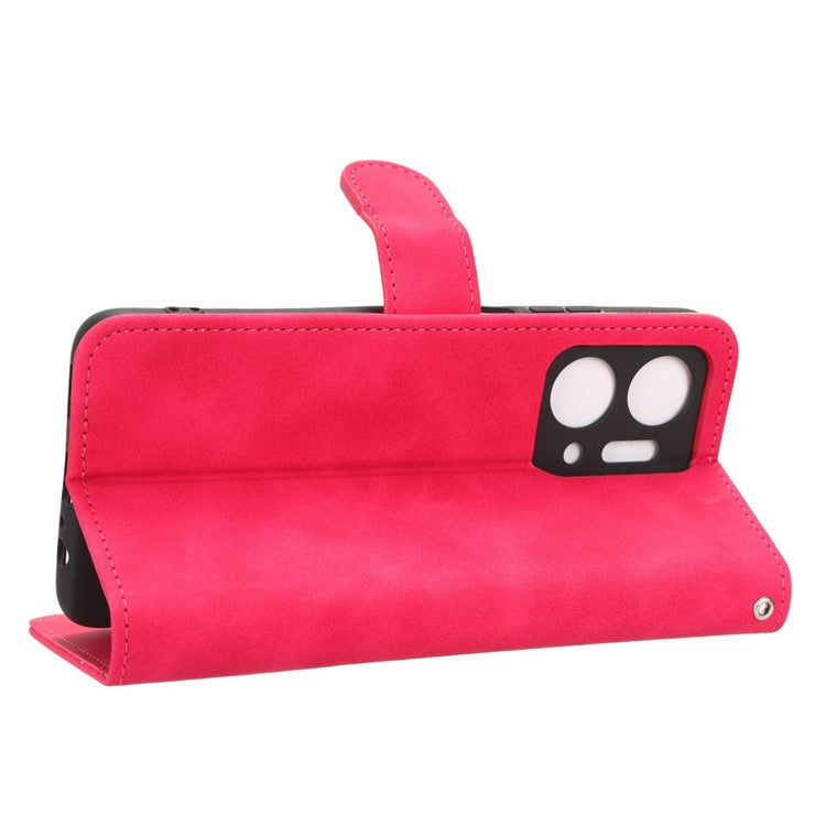 For Honor X7a 5G PU Leather Mobile Phone Case Skin-touch Stand Wallet Anti-drop Flip Phone Cover - Rose