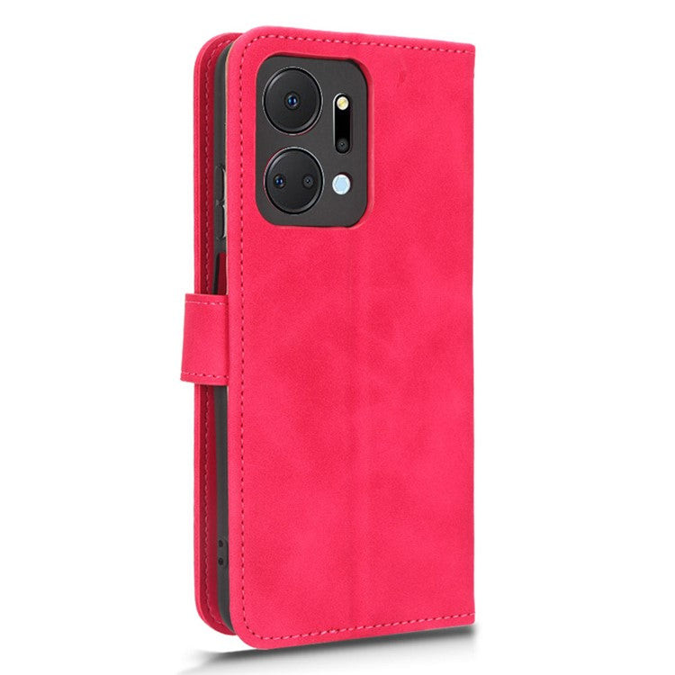 For Honor X7a 5G PU Leather Mobile Phone Case Skin-touch Stand Wallet Anti-drop Flip Phone Cover - Rose