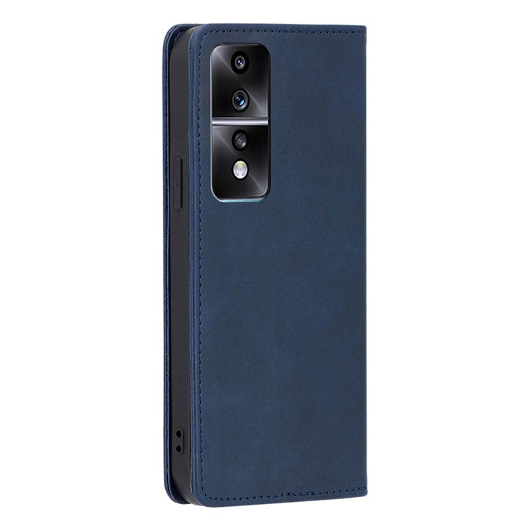 Anti-drop Leather Phone Case for Honor 80 GT 5G , Calf Texture Wallet Stand Magnetic Closure Phone Cover - Blue