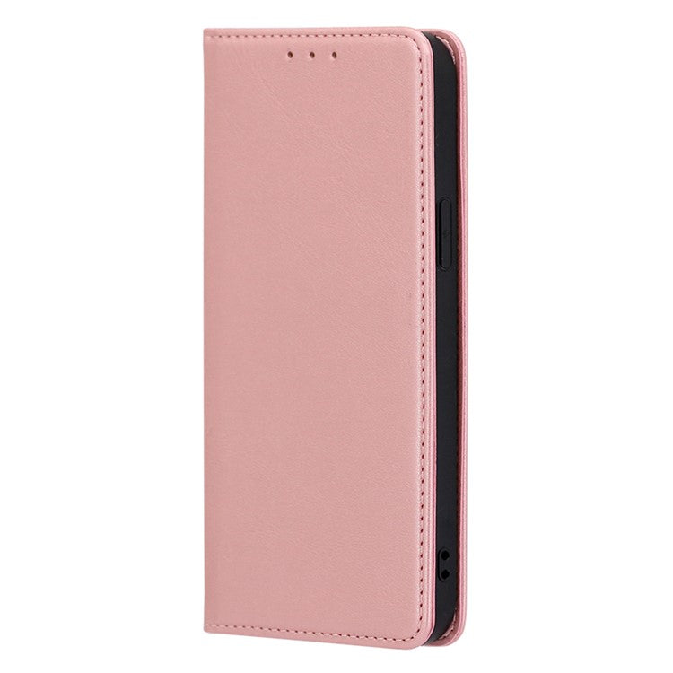 Anti-drop Leather Phone Case for Honor 80 GT 5G , Calf Texture Wallet Stand Magnetic Closure Phone Cover - Rose Gold