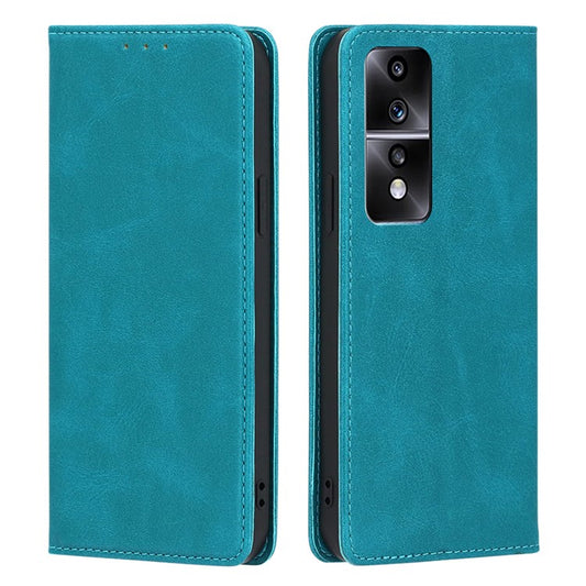 Anti-drop Leather Phone Case for Honor 80 GT 5G , Calf Texture Wallet Stand Magnetic Closure Phone Cover - Baby Blue