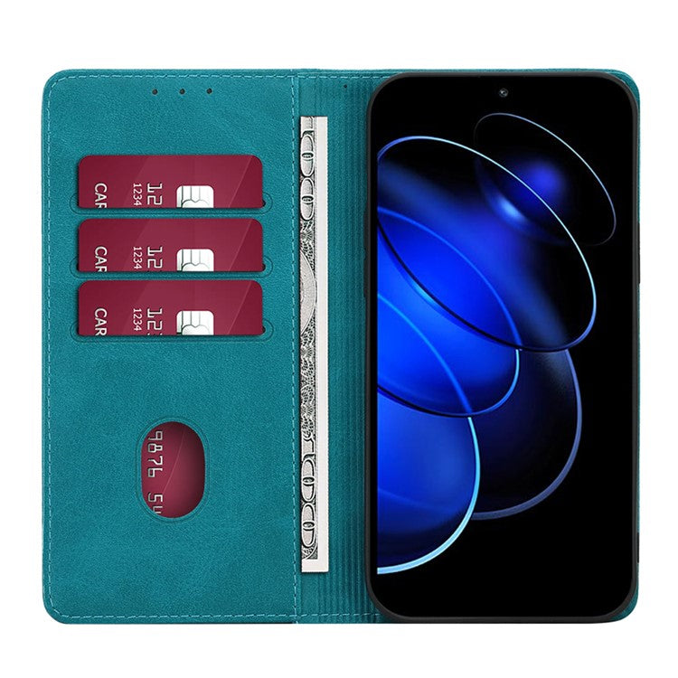 Anti-drop Leather Phone Case for Honor 80 GT 5G , Calf Texture Wallet Stand Magnetic Closure Phone Cover - Baby Blue