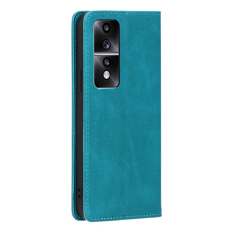 Anti-drop Leather Phone Case for Honor 80 GT 5G , Calf Texture Wallet Stand Magnetic Closure Phone Cover - Baby Blue