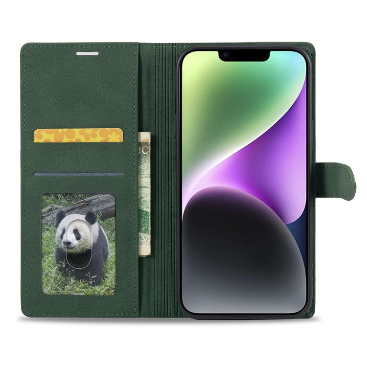 FORWENW Cell Phone Cover for iPhone 14 , F1 Series Shockproof PU Leather Phone Case Wallet Stand - Green