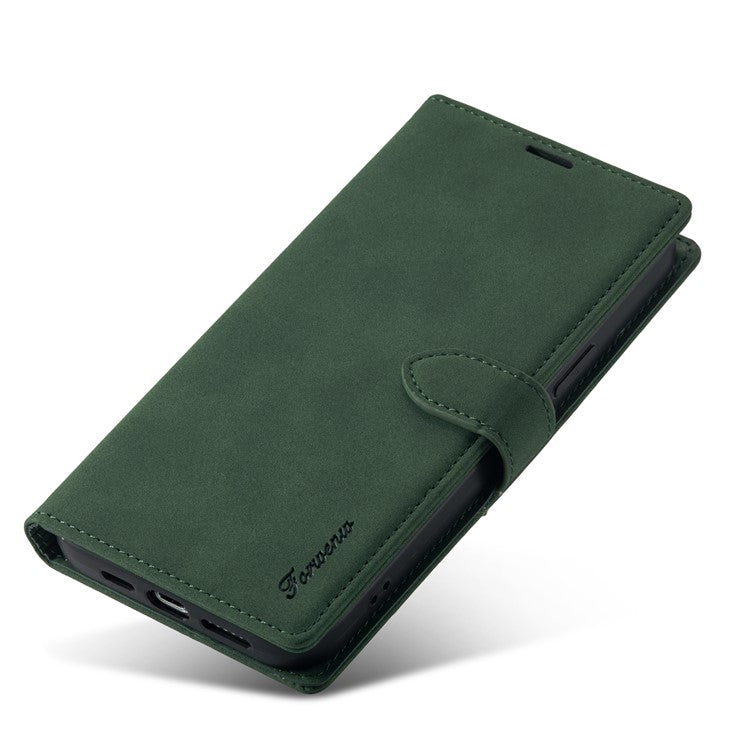 FORWENW Cell Phone Cover for iPhone 14 , F1 Series Shockproof PU Leather Phone Case Wallet Stand - Green