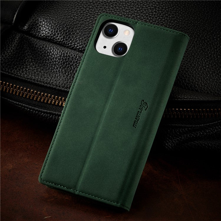 FORWENW Cell Phone Cover for iPhone 14 , F1 Series Shockproof PU Leather Phone Case Wallet Stand - Green