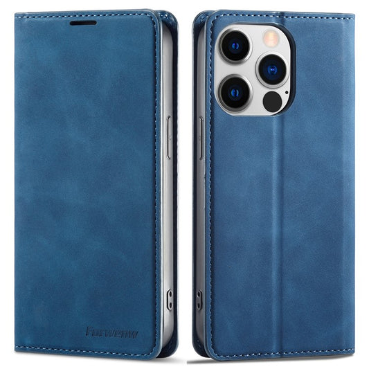 FORWENW Anti-drop Phone Case for iPhone 14 Pro Max , Skin-touch Phone Cover Stand Fantasy Series Leather Wallet Case - Blue