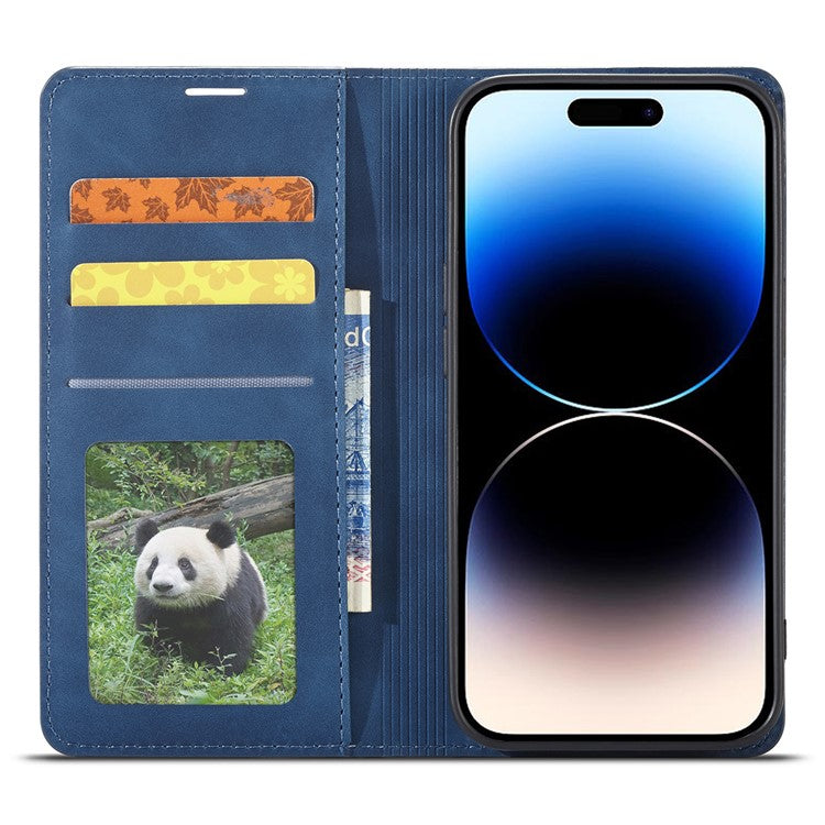 FORWENW Anti-drop Phone Case for iPhone 14 Pro Max , Skin-touch Phone Cover Stand Fantasy Series Leather Wallet Case - Blue