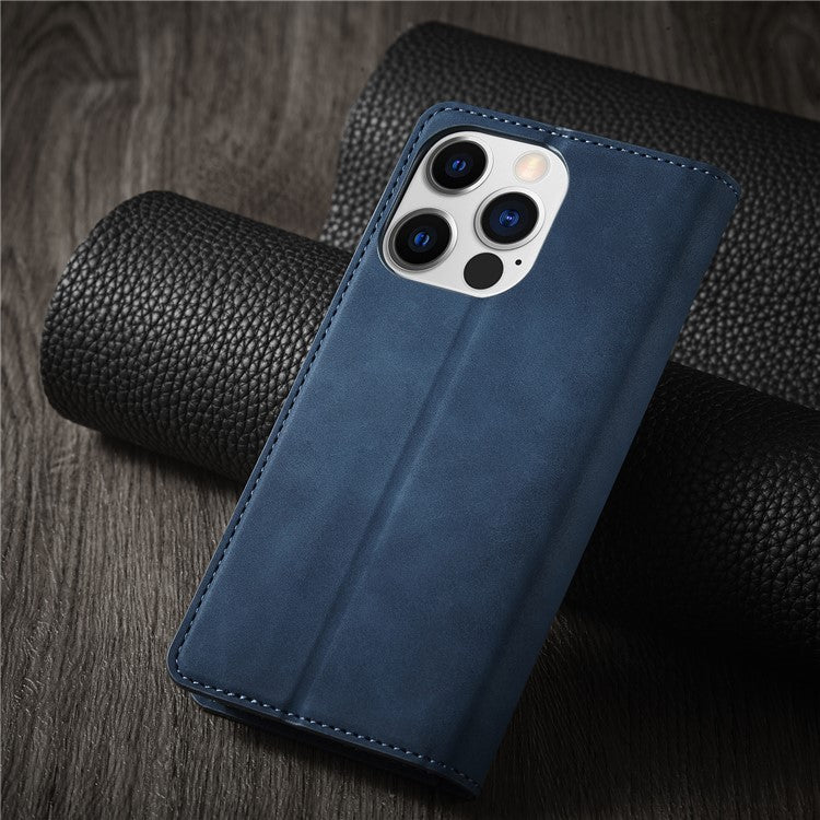 FORWENW Anti-drop Phone Case for iPhone 14 Pro Max , Skin-touch Phone Cover Stand Fantasy Series Leather Wallet Case - Blue