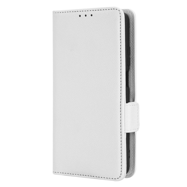 Leather Cell Phone Cover For Honor X7a 5G / Play7T 5G Wallet Stand Litchi Texture Shockproof Flip Phone Case - White