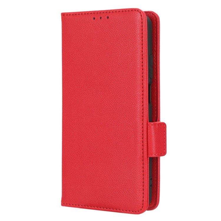 Leather Cell Phone Cover For Honor X7a 5G / Play7T 5G Wallet Stand Litchi Texture Shockproof Flip Phone Case - Red