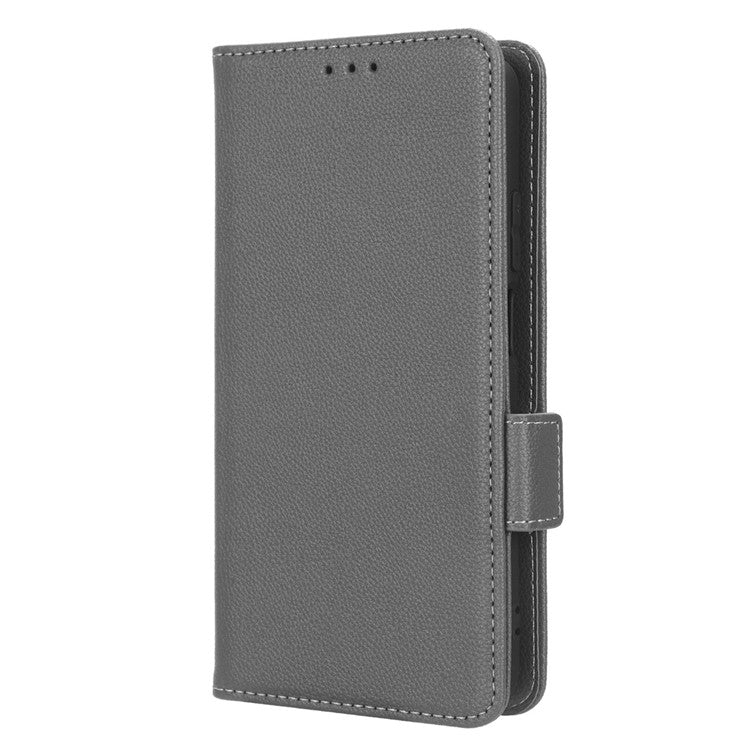 Leather Cell Phone Cover For Honor X7a 5G / Play7T 5G Wallet Stand Litchi Texture Shockproof Flip Phone Case - Grey