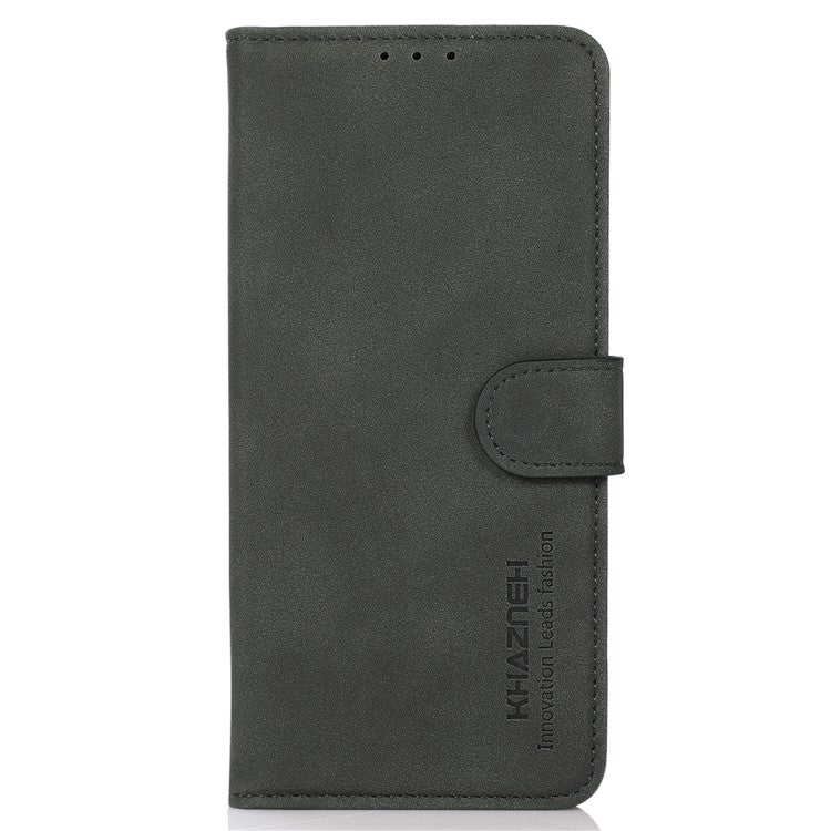 KHAZNEH For Honor X7a 5G Textured PU Leather Anti-drop Cover Cell Phone Wallet Case with Stand - Green