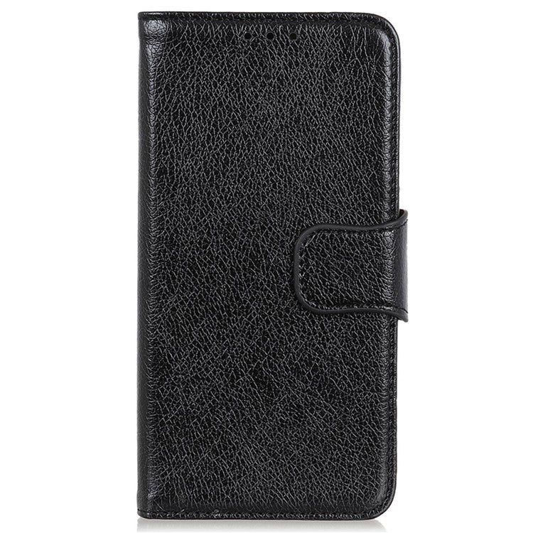 For Honor X7a 5G Wallet Magnetic Clasp Phone Cover Nappa Texture Foldable Stand Split Leather Case - Black