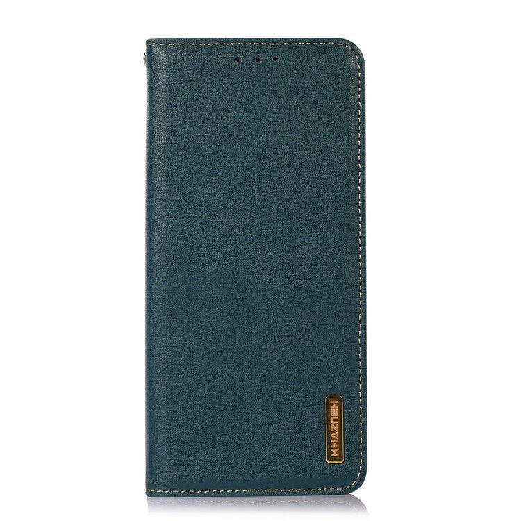 KHAZNEH Phone Case for Motorola Moto G73 5G RFID Blocking Wallet Stand Genuine Cowhide Leather Phone Cover - Green
