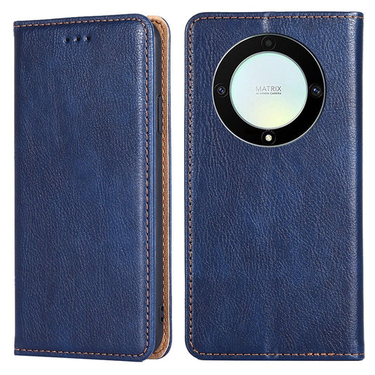 For Honor X40 5G / X9a 5G / Magic5 Lite 5G PU Leather Wallet Phone Case Magnetic Auto-closing Shockproof Stand Cover - Blue